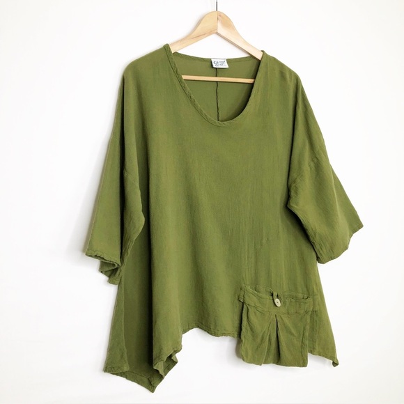Oh my Gauze Olive green Lagonlok Tunic top - Picture 3 of 10